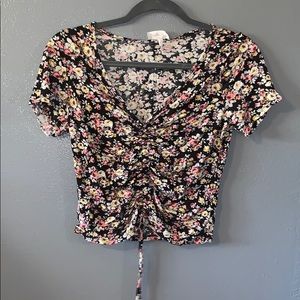 Floral crop top with tie detail